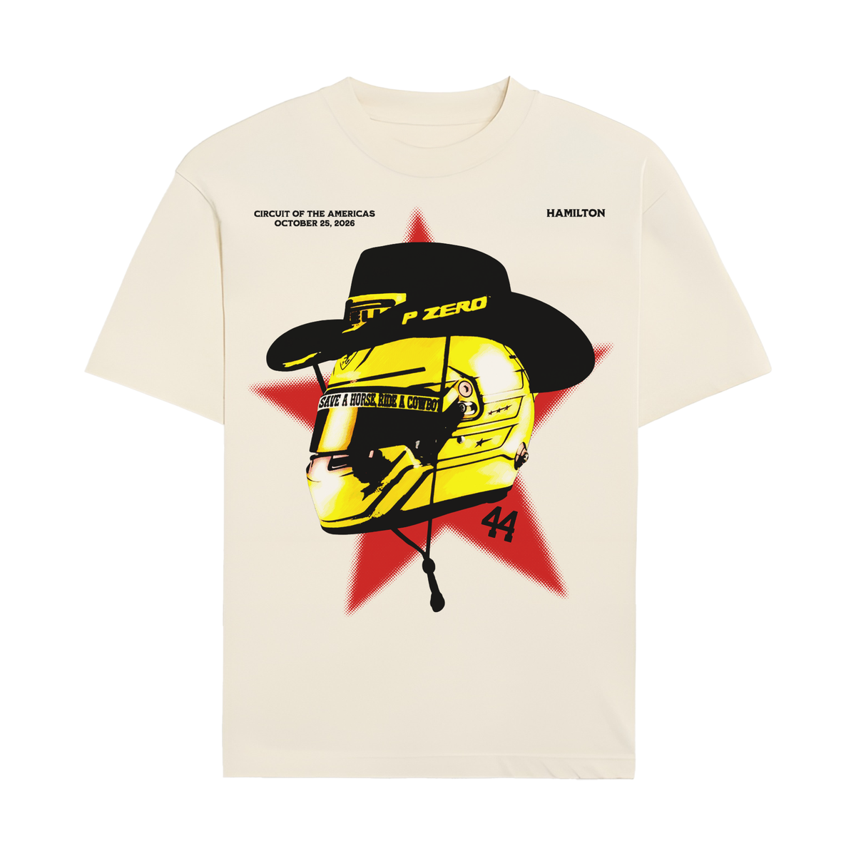 Hamilton Cowboy Helmet Tee - Off-White front