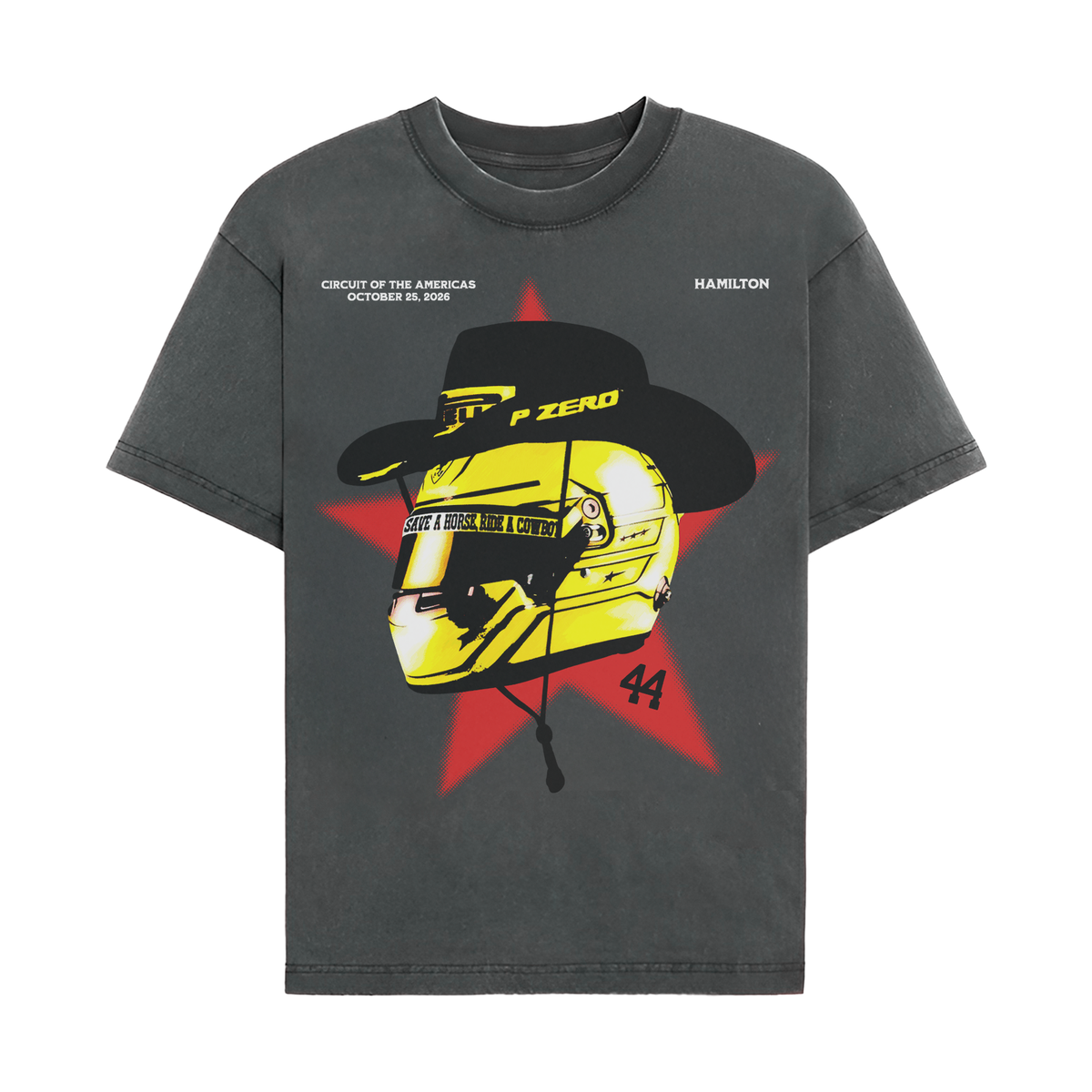 Hamilton Cowboy Helmet Tee - Washed Black front