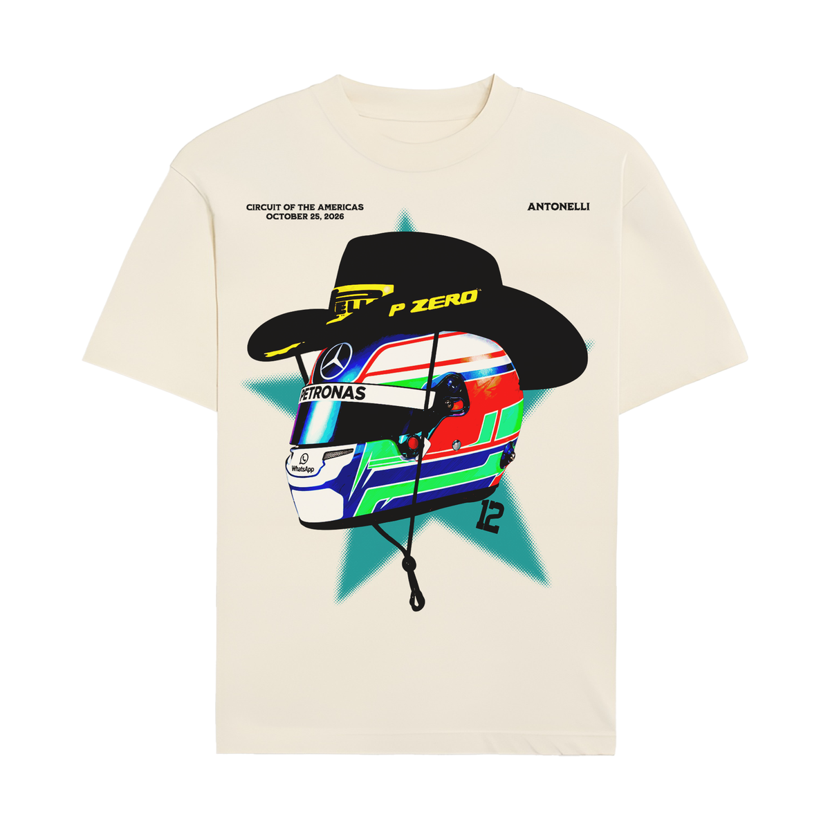 Antonelli Cowboy Helmet Tee - Off-White front