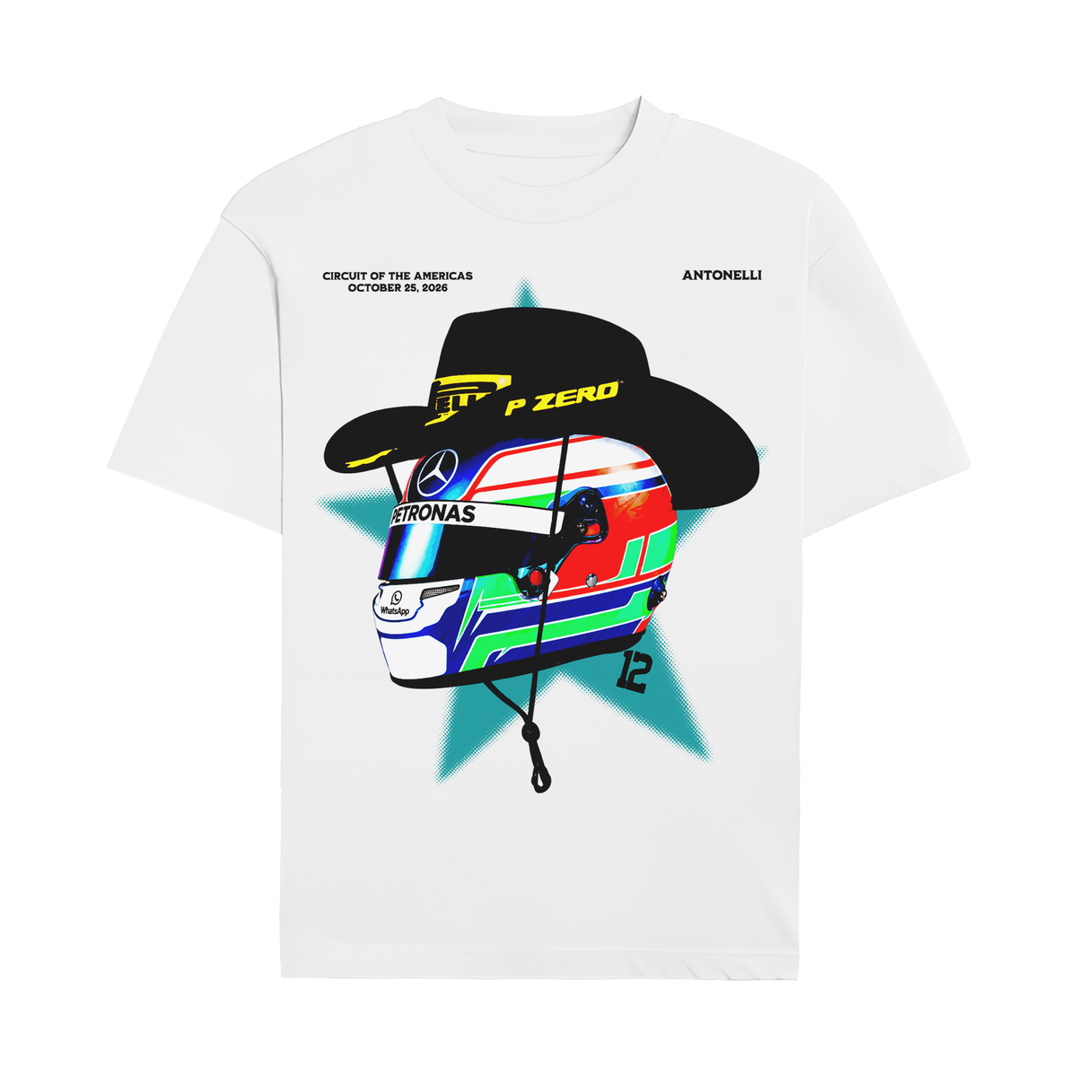 Antonelli Cowboy Helmet Tee - White front