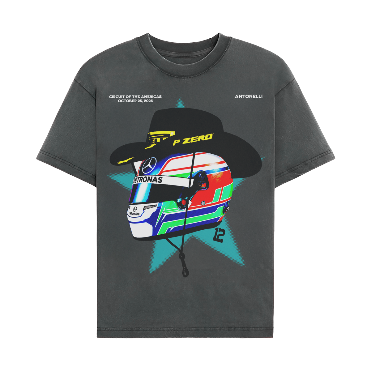 Antonelli Cowboy Helmet Tee - Washed Black front