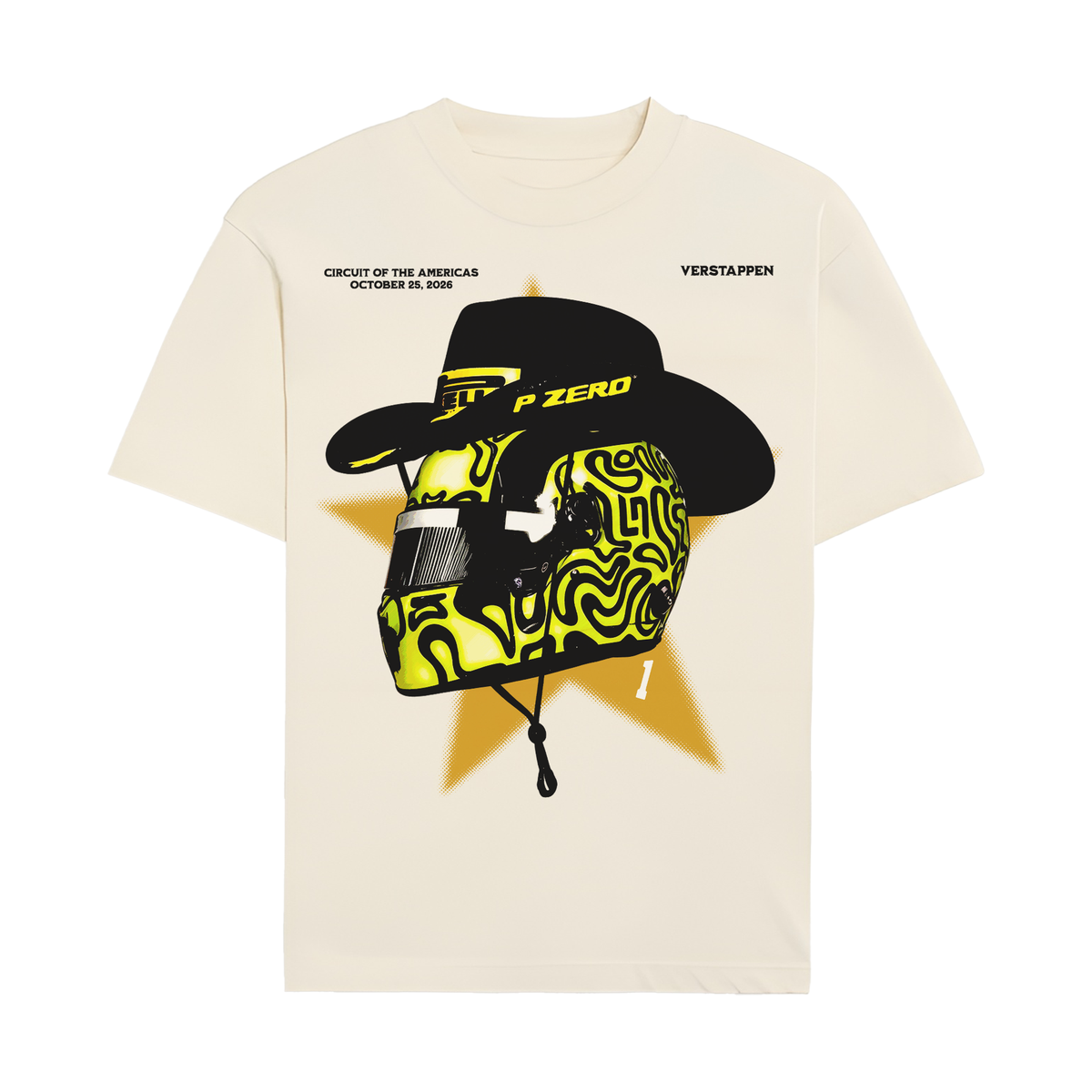 Lando Cowboy Helmet Tee - Off-White front