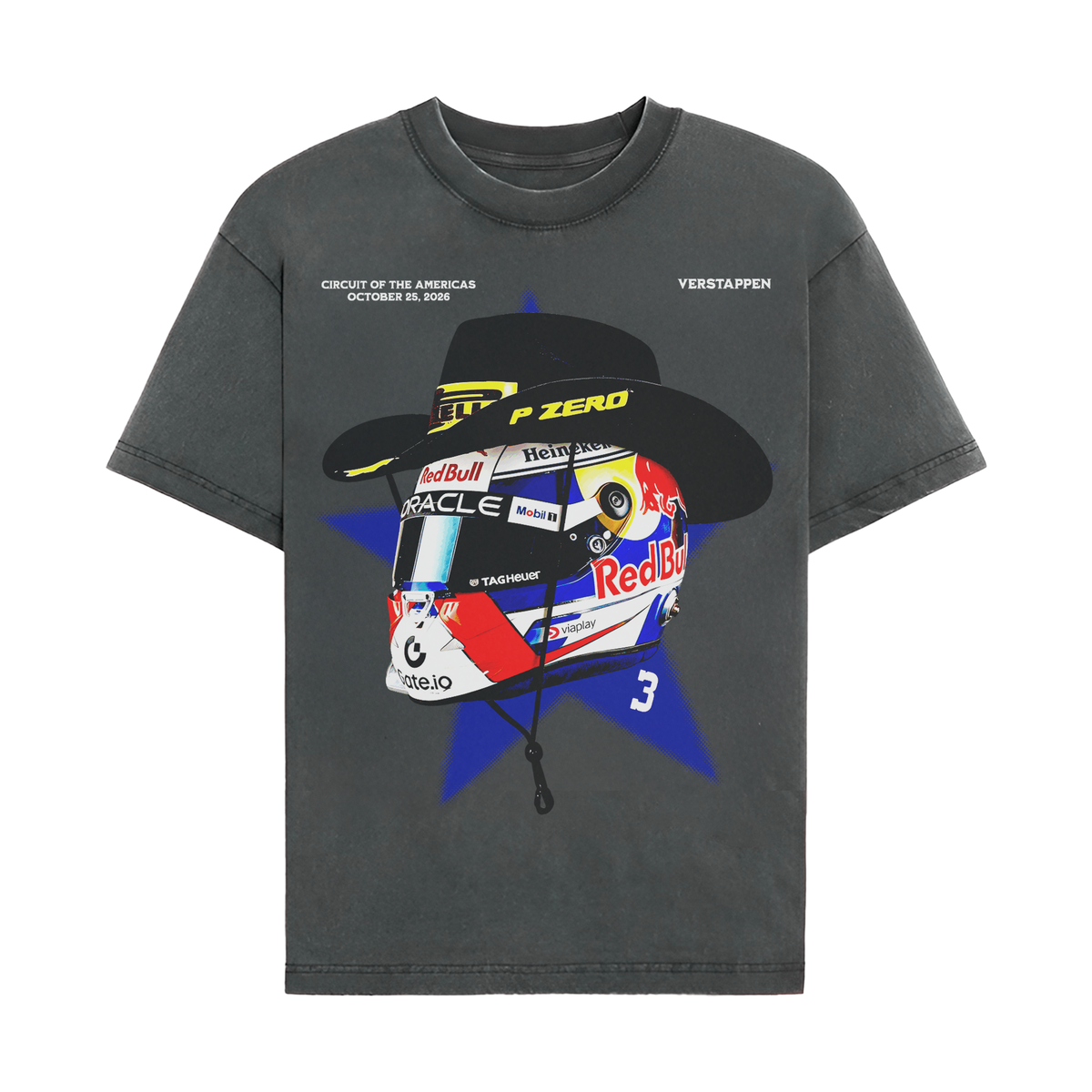 Max Cowboy Helmet Tee - Washed Black front