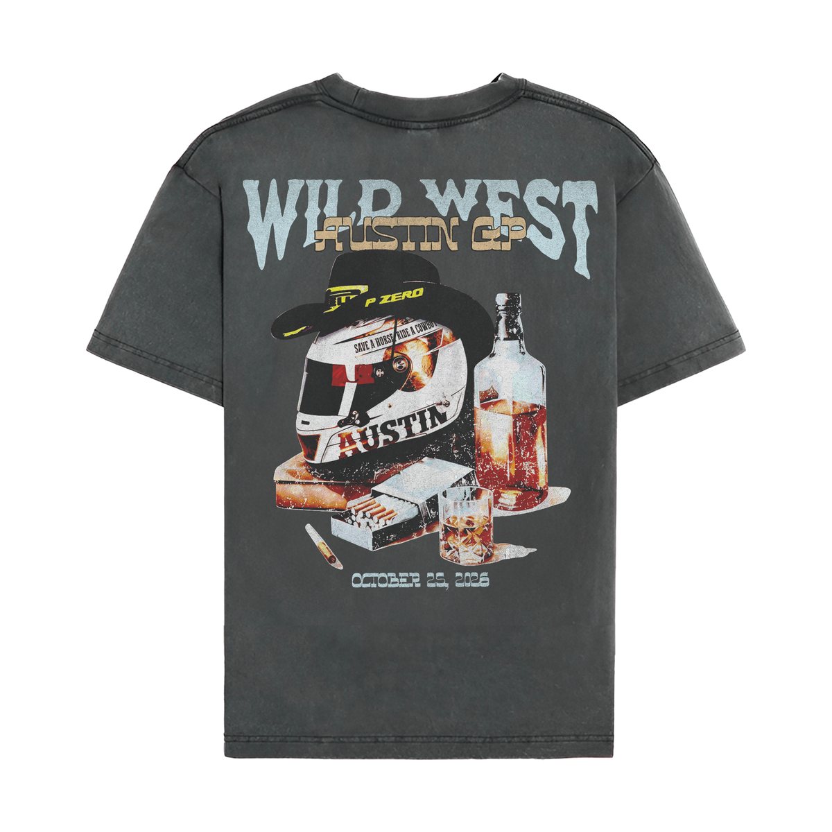 Wild West Austin Graphic Tee - Washed Black back