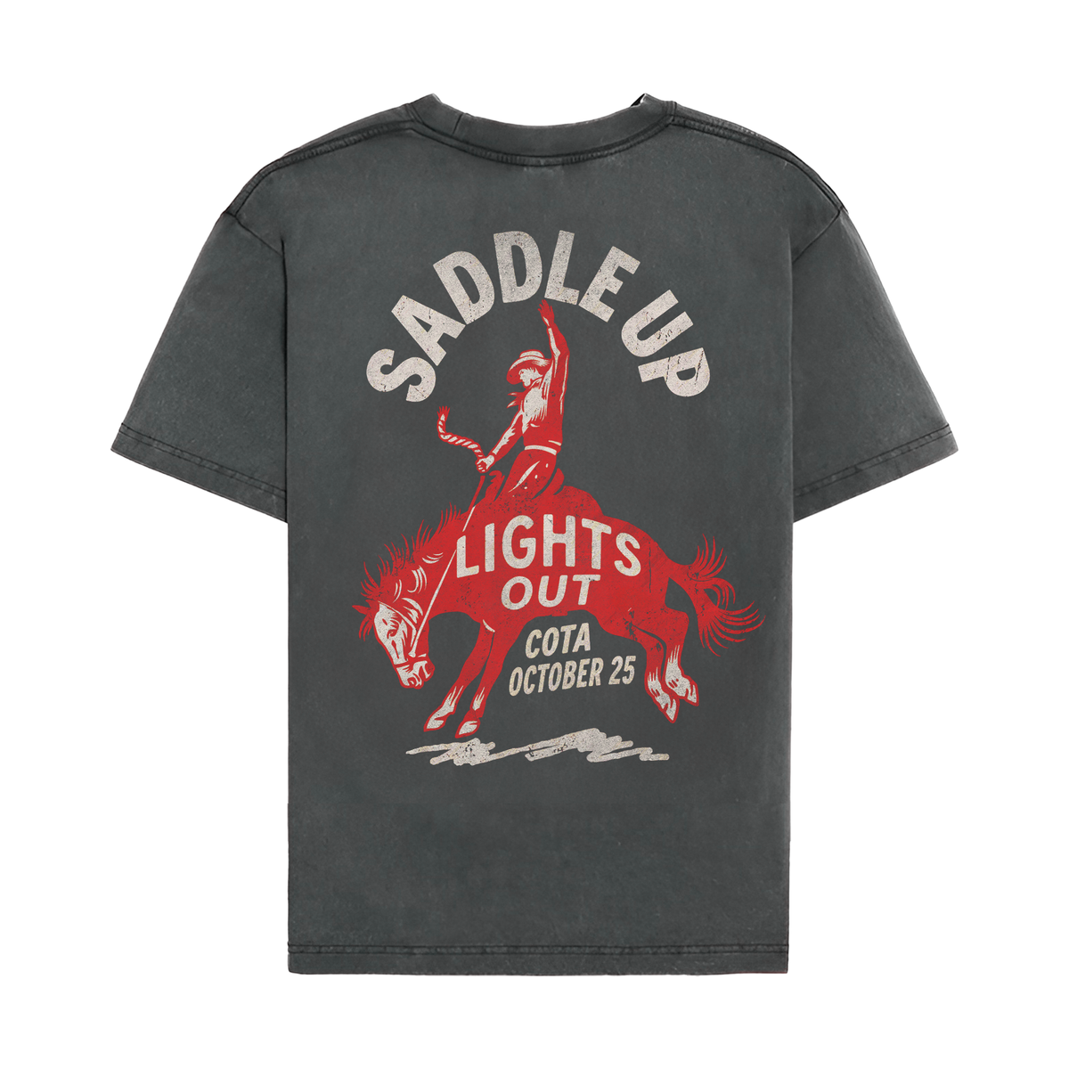 Saddle Up Lights Out Graphic Tee - Washed Black back