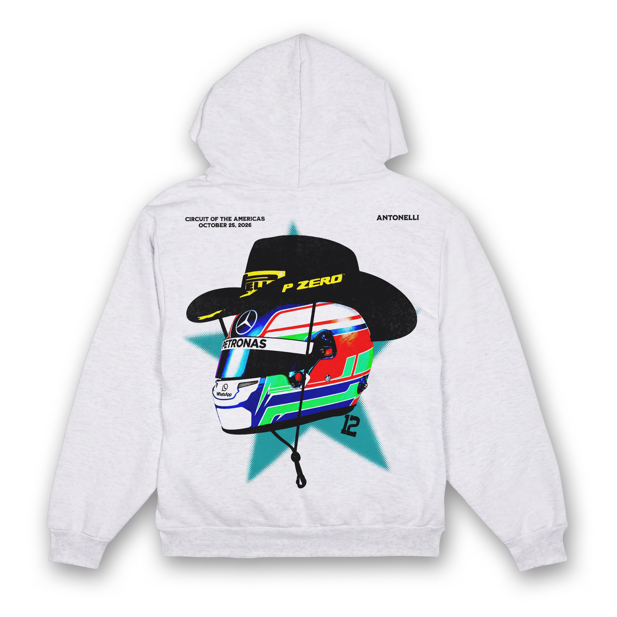 Antonelli Cowboy Helmet Hoodie - Ash back