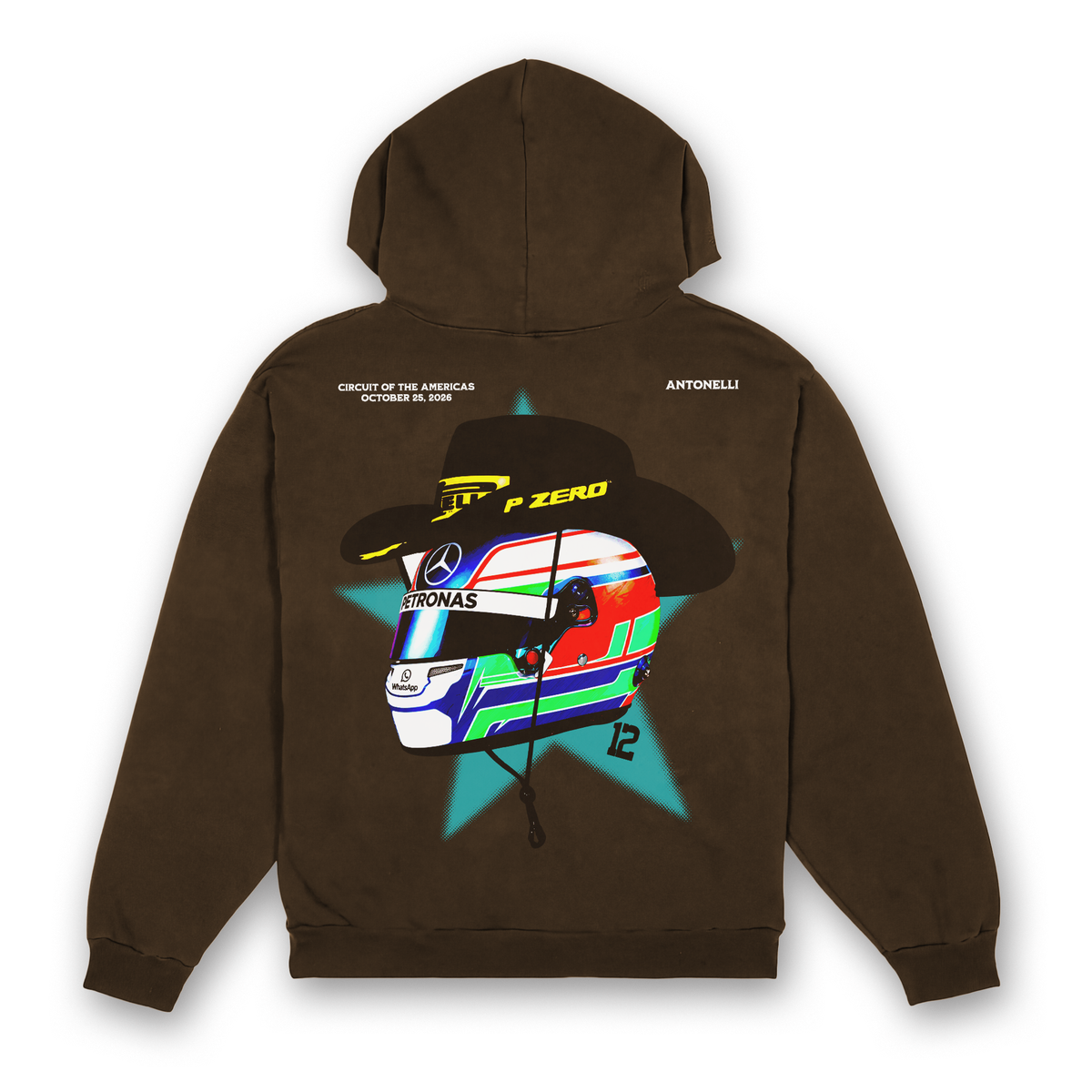 Antonelli Cowboy Helmet Hoodie - Dark Chocolate back