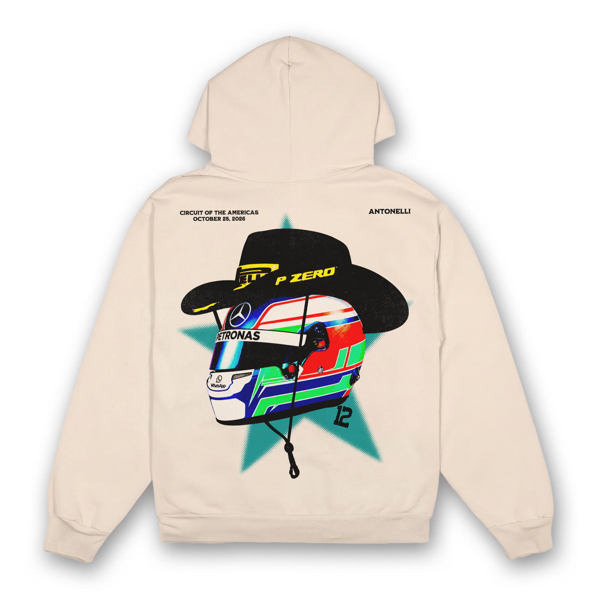 Antonelli Cowboy Helmet Hoodie - Sand back