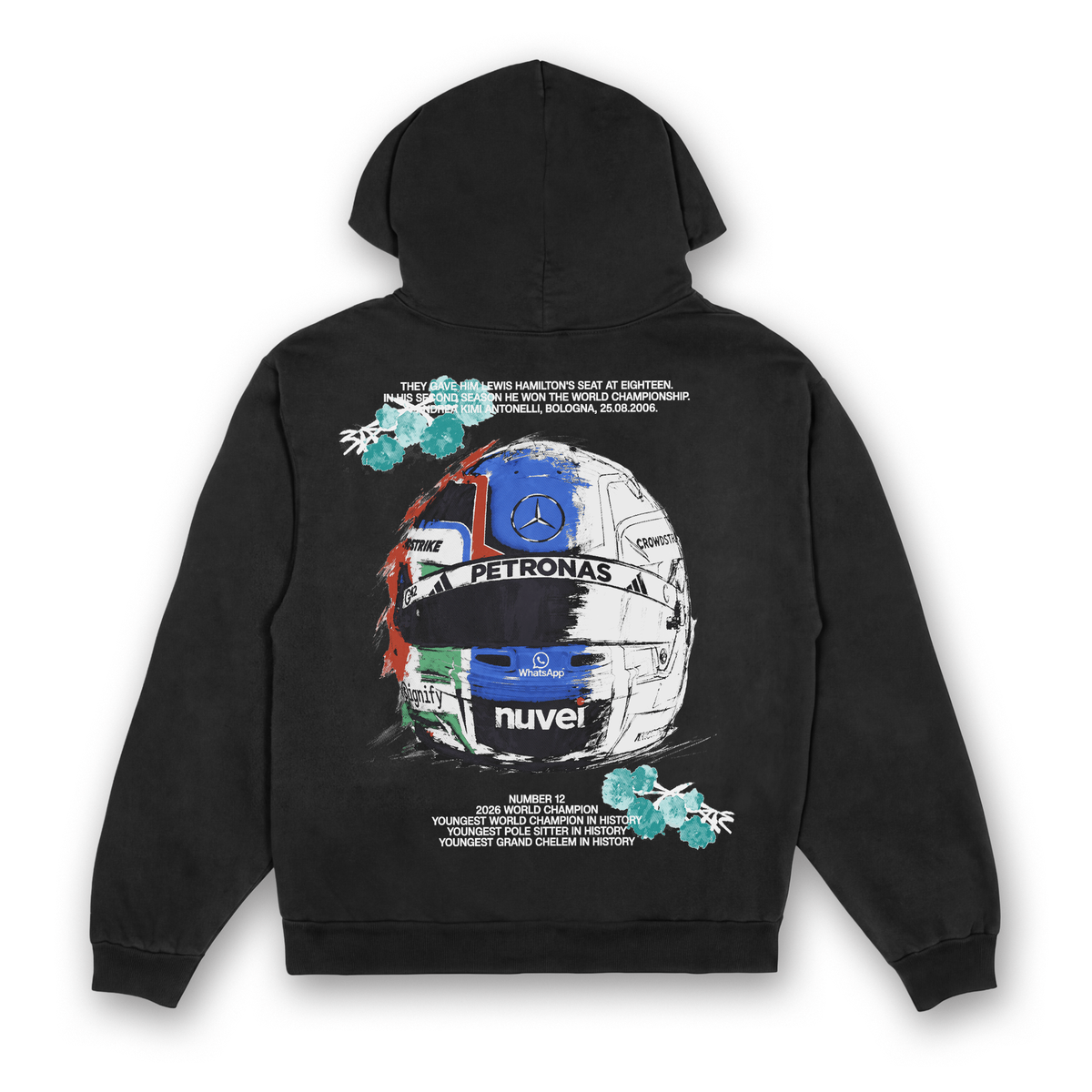 Antonelli Floral Helmet Hoodie - Black back