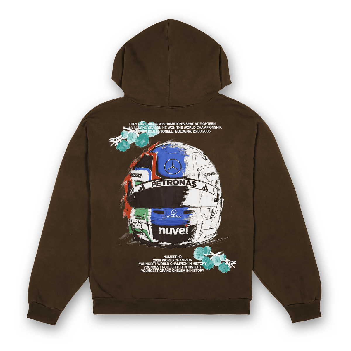 Antonelli Floral Helmet Hoodie - Dark Chocolate back