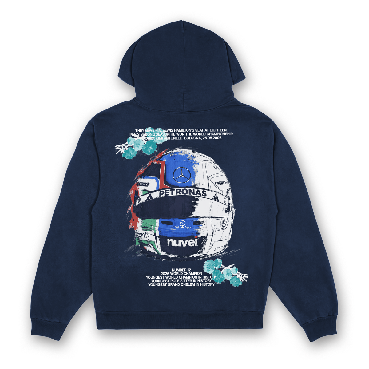 Antonelli Floral Helmet Hoodie - Navy back