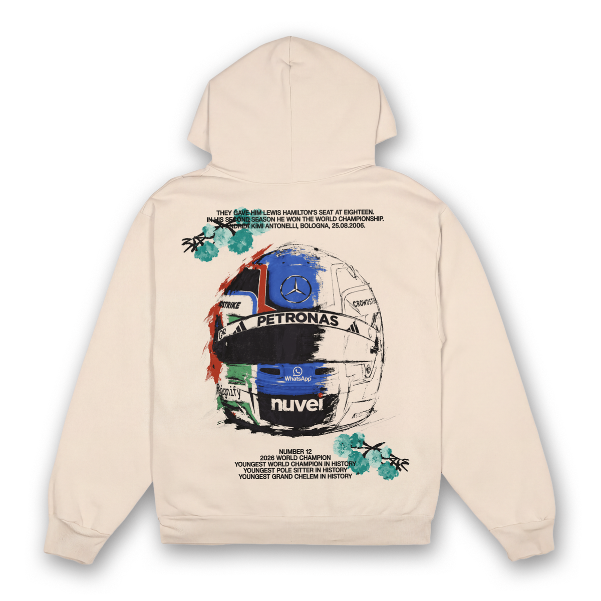 Antonelli Floral Helmet Hoodie - Sand back