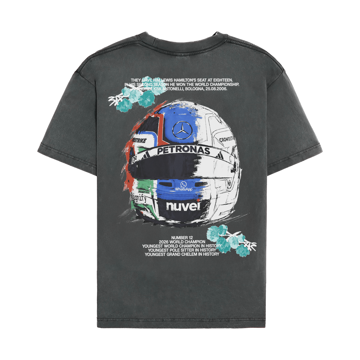 Antonelli Floral Helmet Tee - Washed Black back