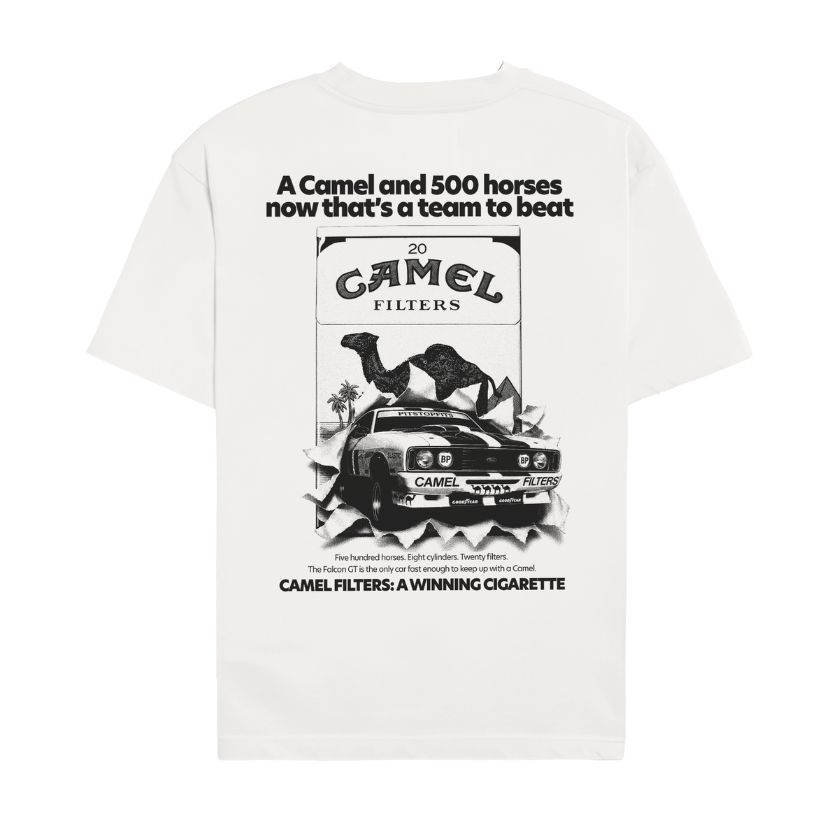 Camel Vintage Racing Graphic Shirt - White back