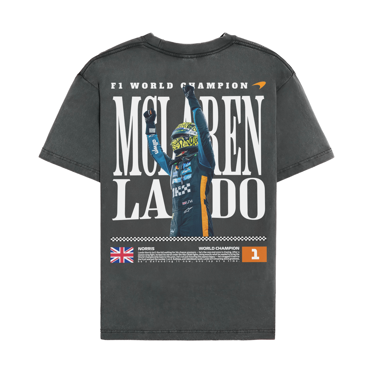 Lando 2025 Champion Legacy Tee - Washed Black back