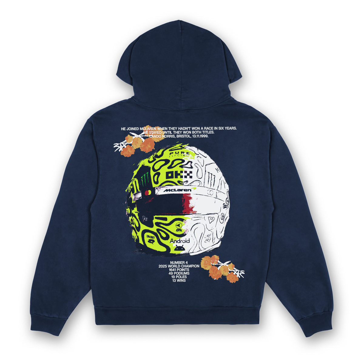 Lando Floral Helmet Hoodie - Navy back