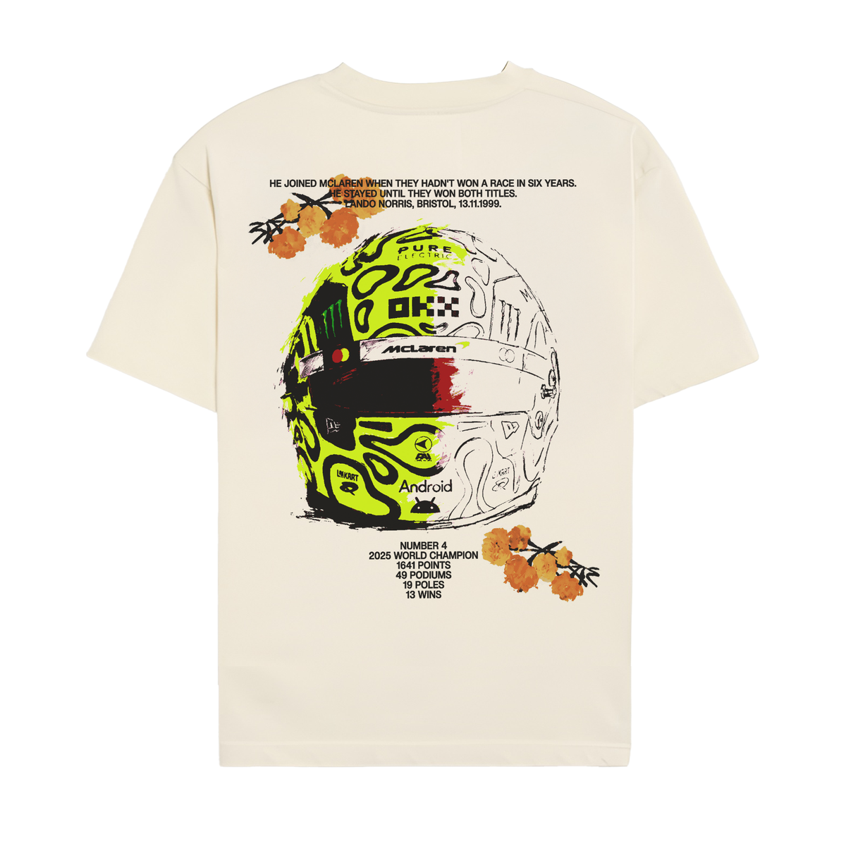 Lando Floral Helmet Tee - Off-White back