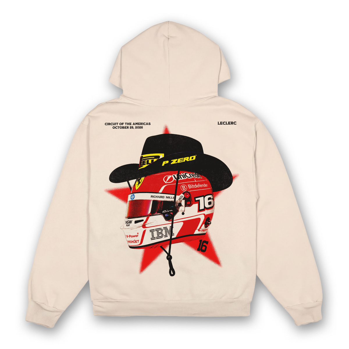Leclerc Cowboy Helmet Hoodie - Sand back