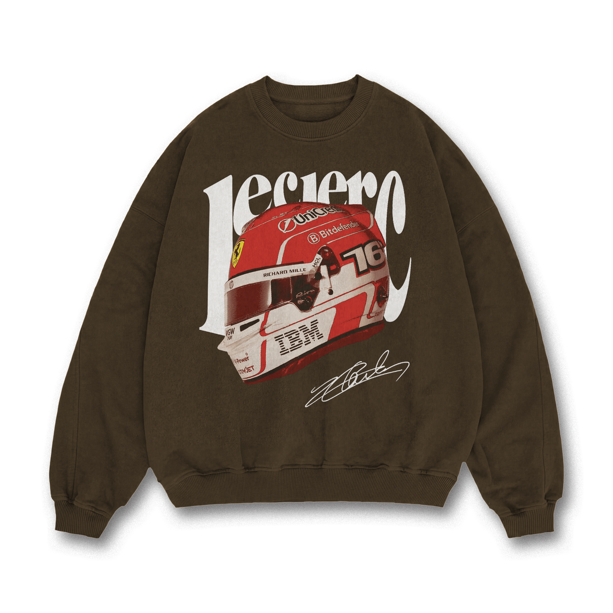 Leclerc Helmet Crewneck - Dark Chocolate front