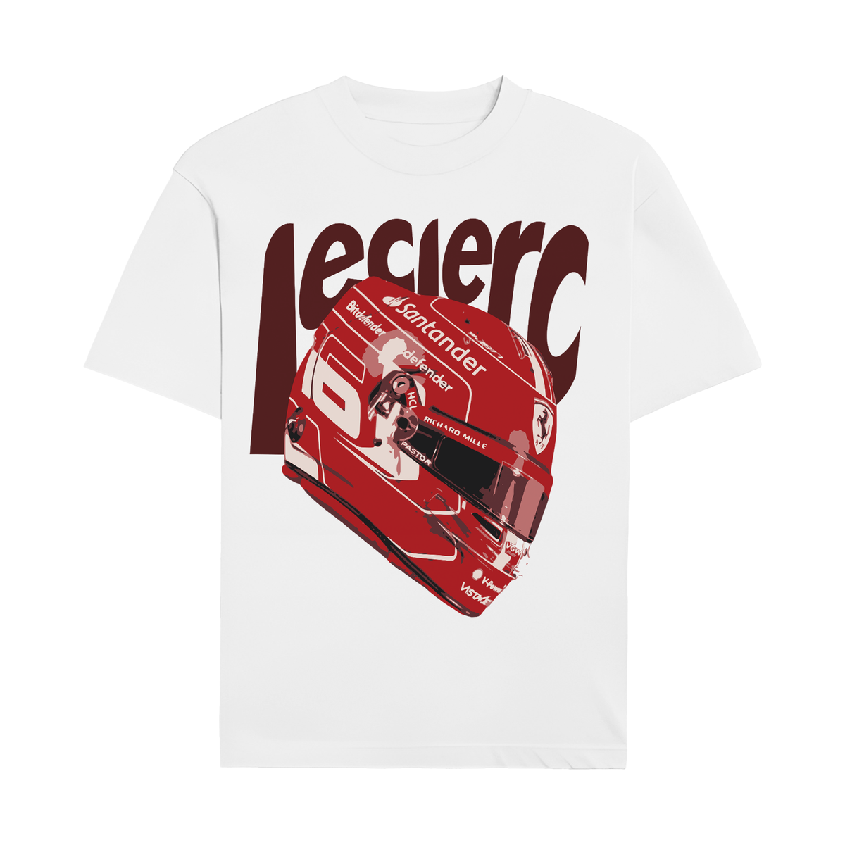 Leclerc Helmet Graphic T-shirt - White front