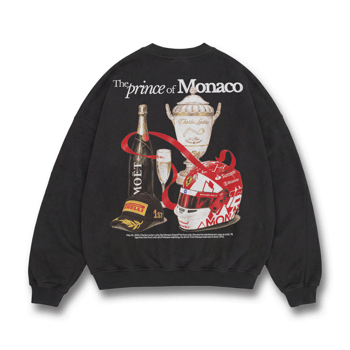 Leclerc Prince of Monaco Crewneck - Black back