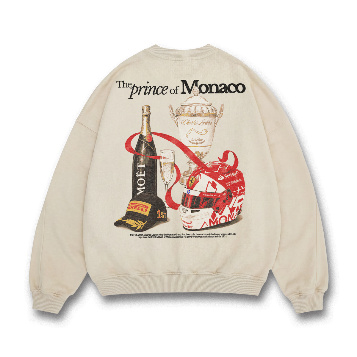 Leclerc Prince of Monaco Crewneck - Sand back