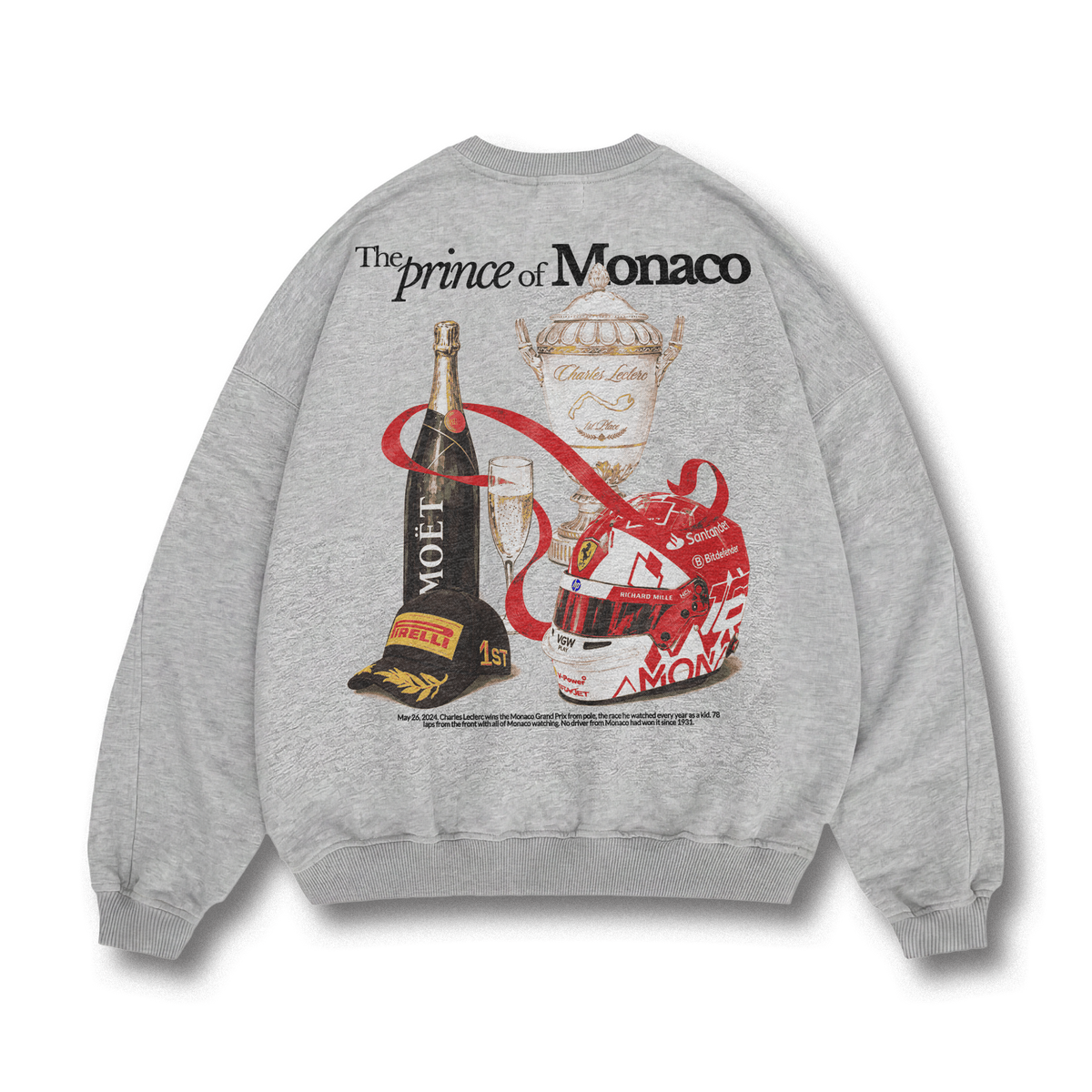 Leclerc Prince of Monaco Crewneck - Sport Grey back