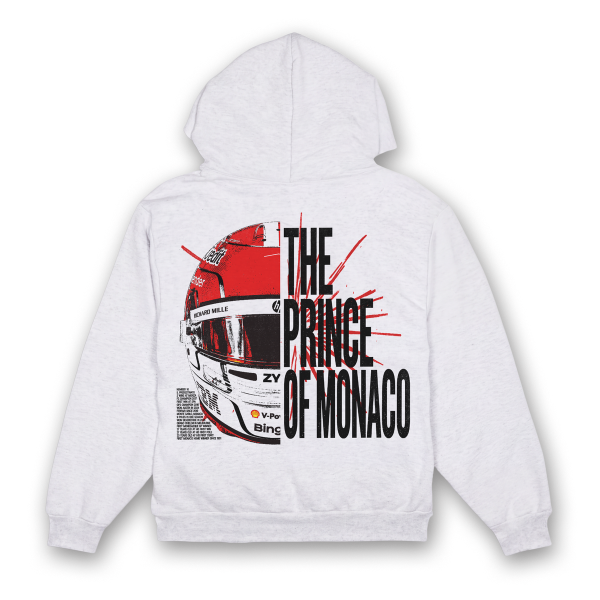 Leclerc Split Helmet Hoodie - Ash back