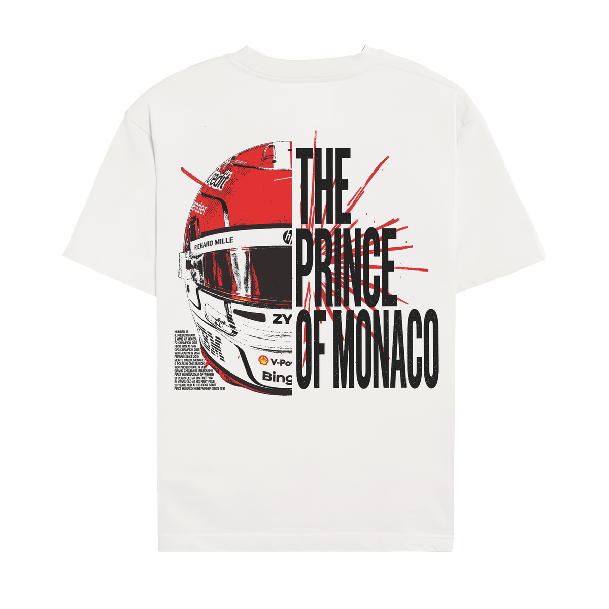 Leclerc Split Helmet Tee - White back