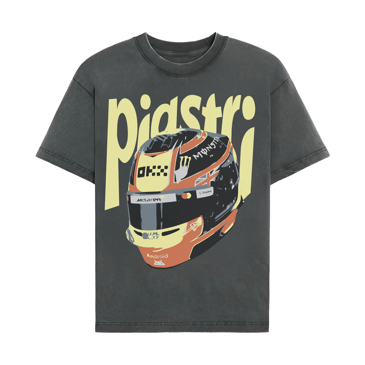 Piastri 2.0 Helmet Graphic T-shirt - Washed Black front