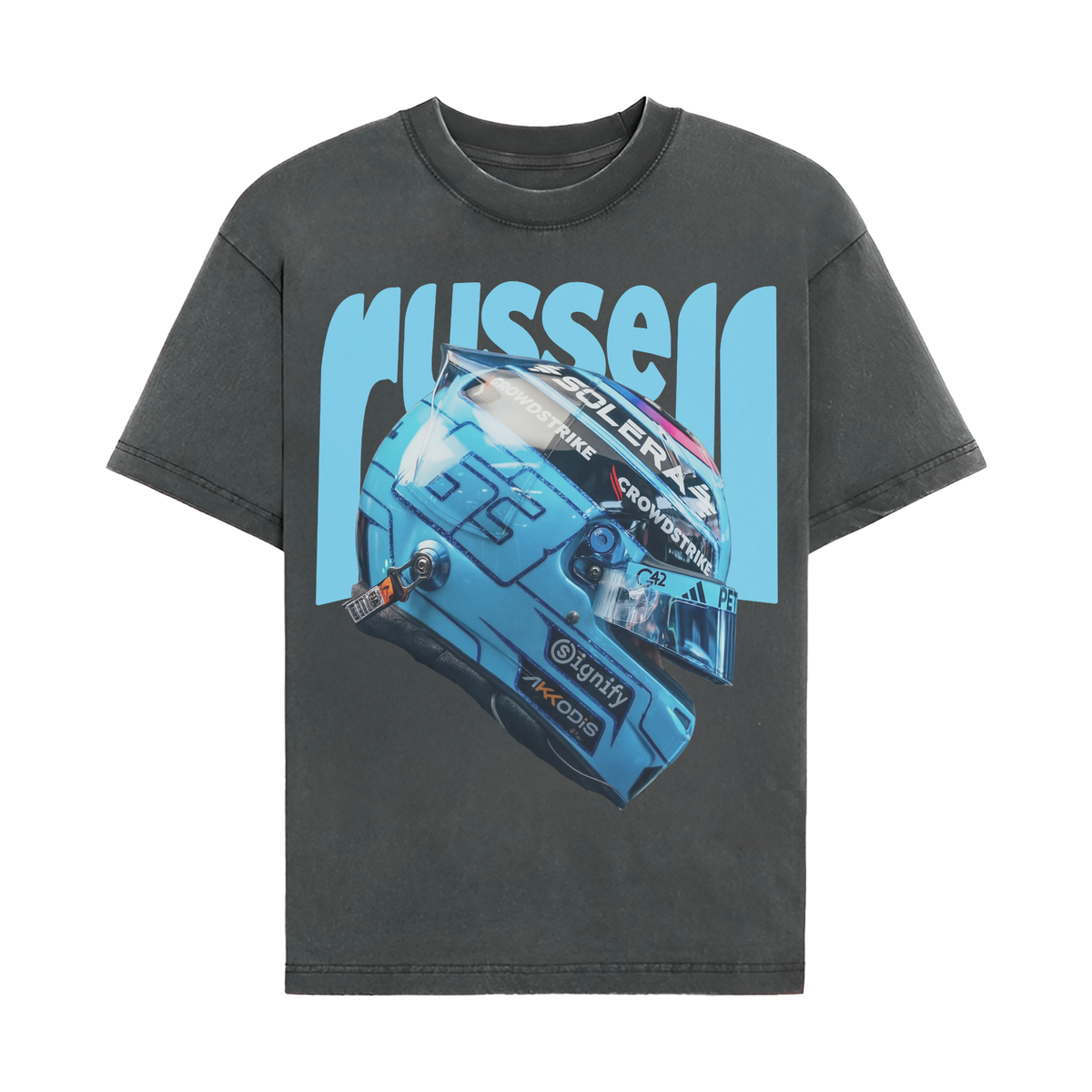 Russell Helmet Tee - Washed Black front