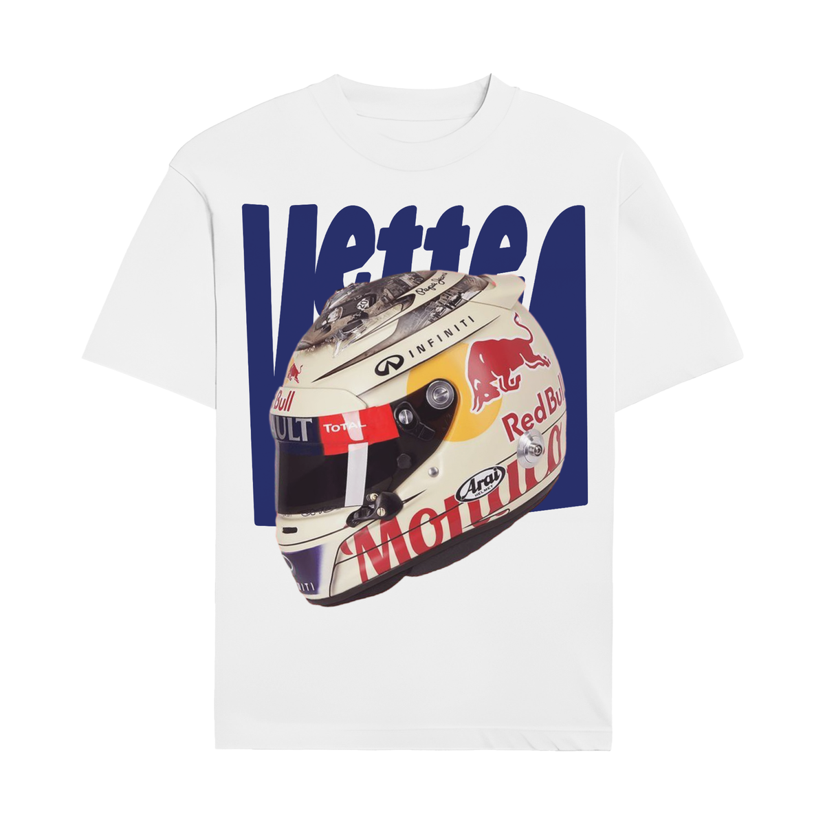 Sebastian Vettel Helmet Graphic T-shirt - White front