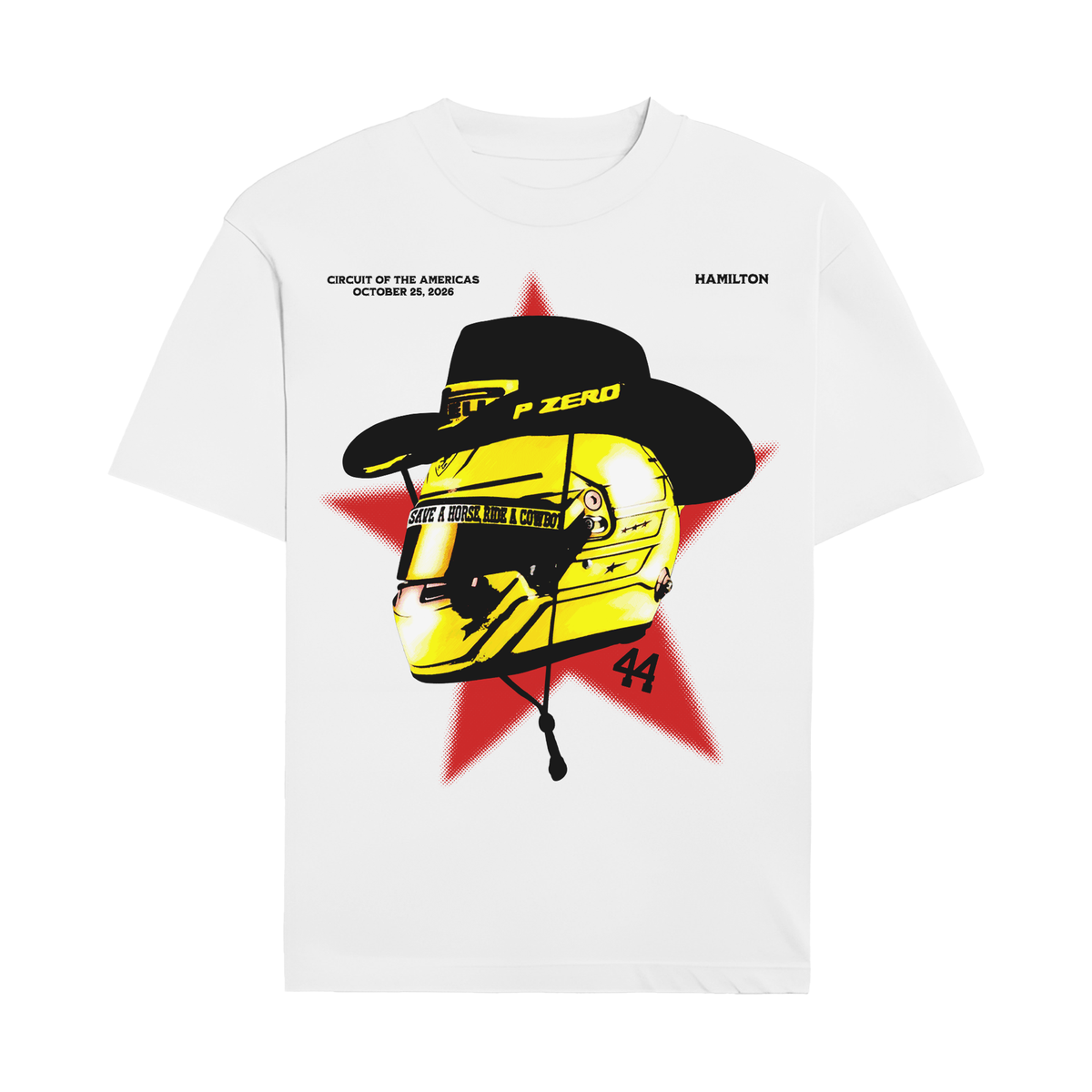 Hamilton Cowboy Helmet Tee - White front