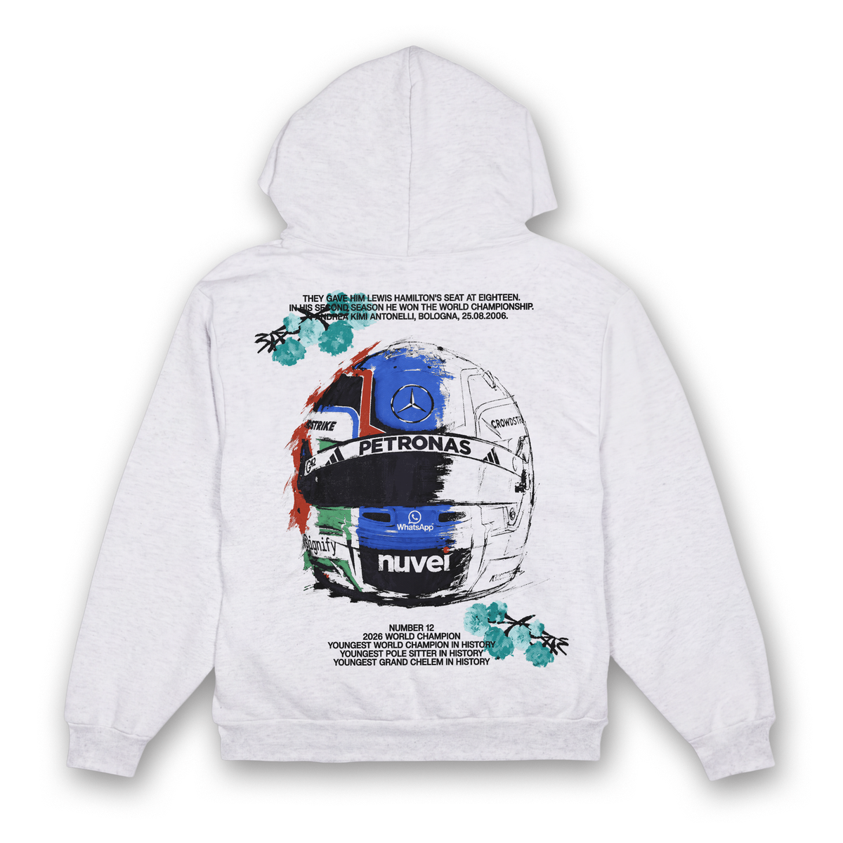 Antonelli Floral Helmet Hoodie - Ash back