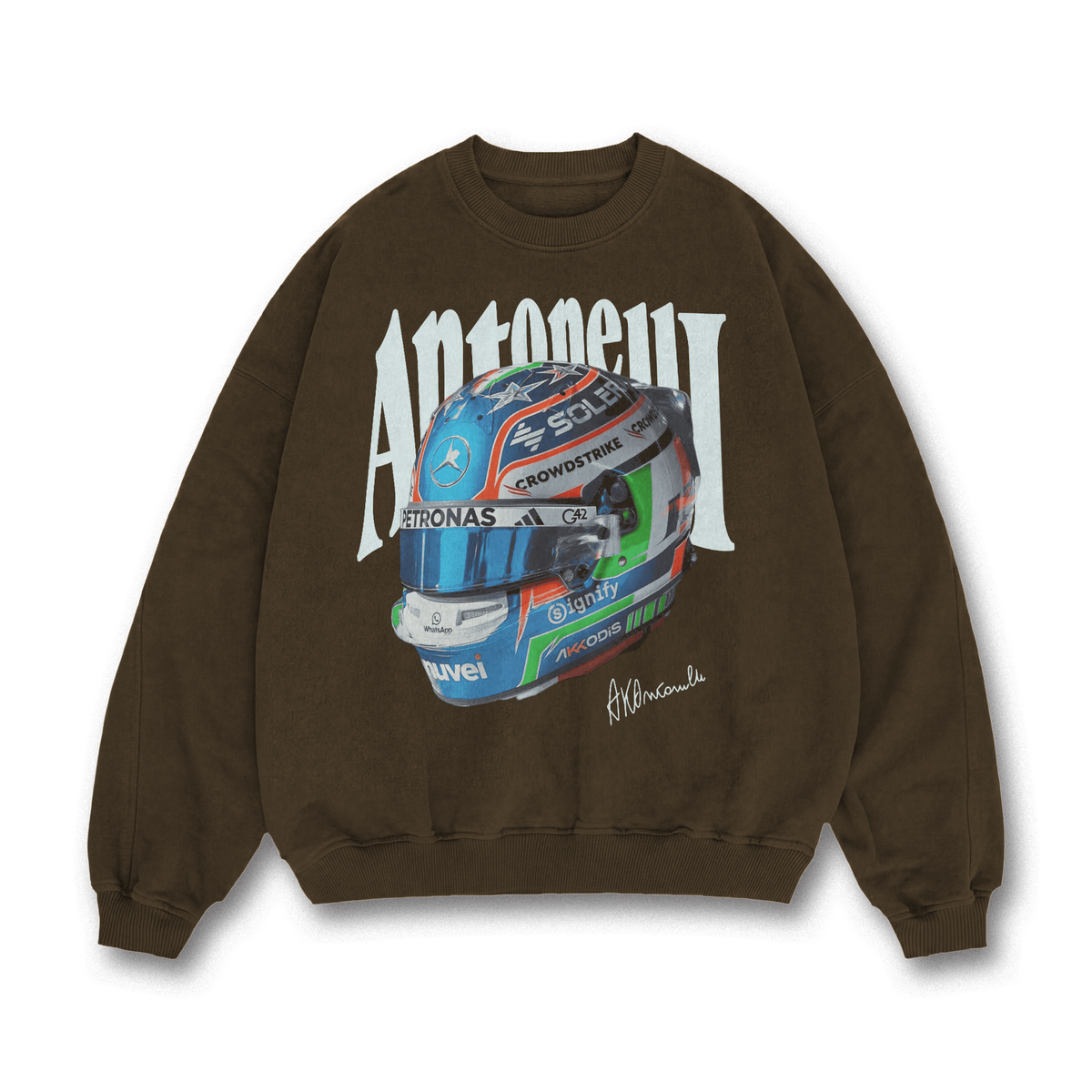 Antonelli Helmet Crewneck - Dark Chocolate front