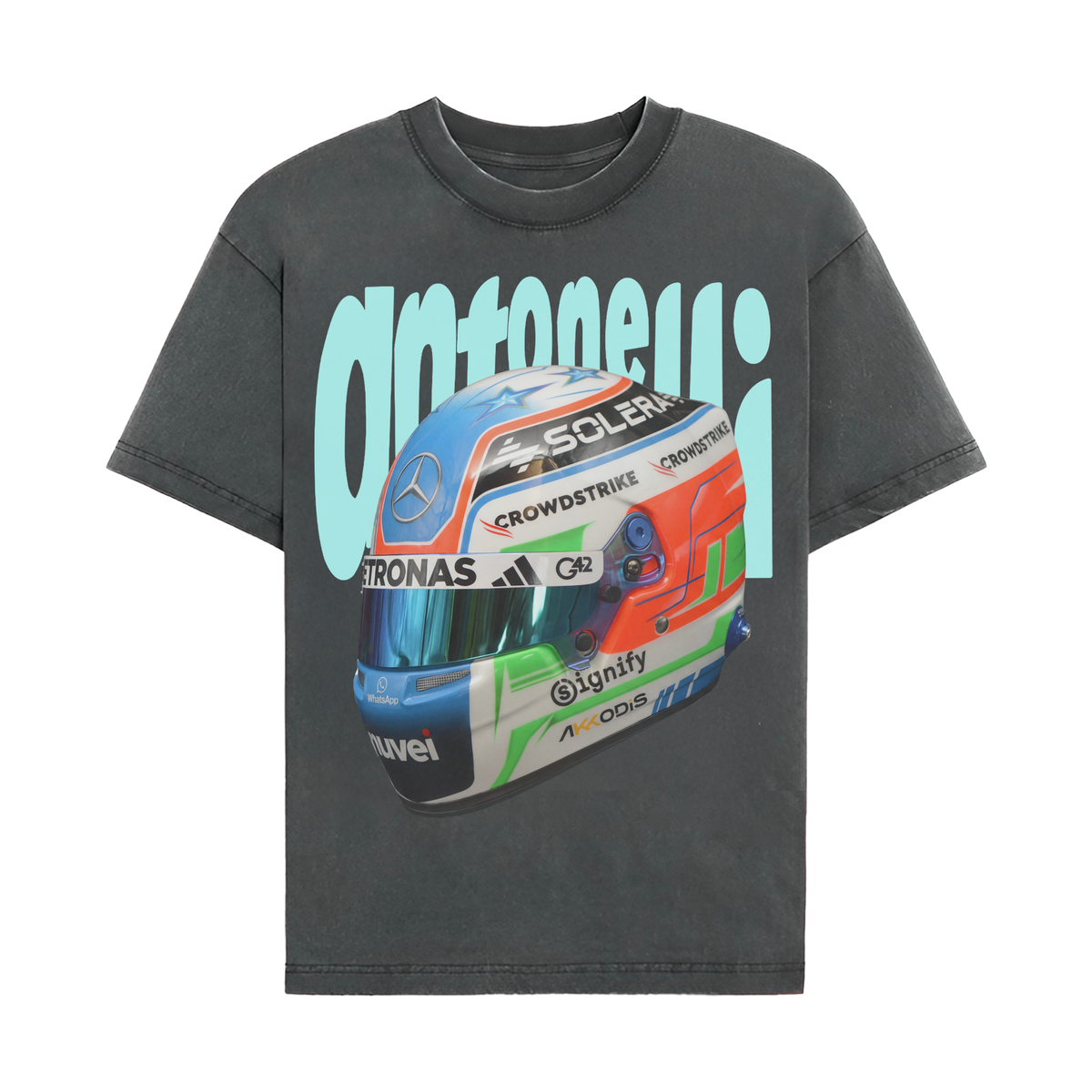 Antonelli Helmet Tee - Washed Black front