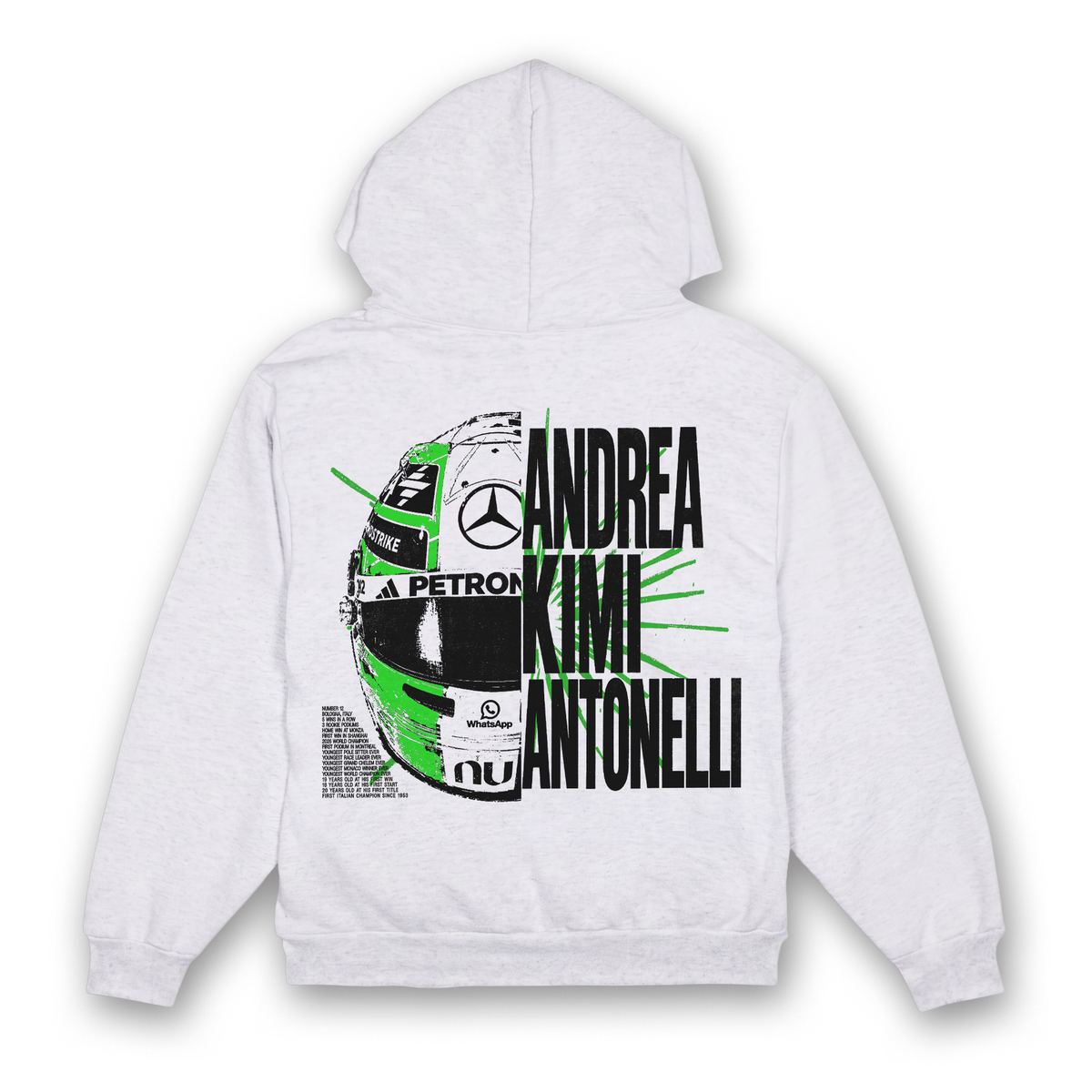 Antonelli Split Helmet Hoodie - Ash back