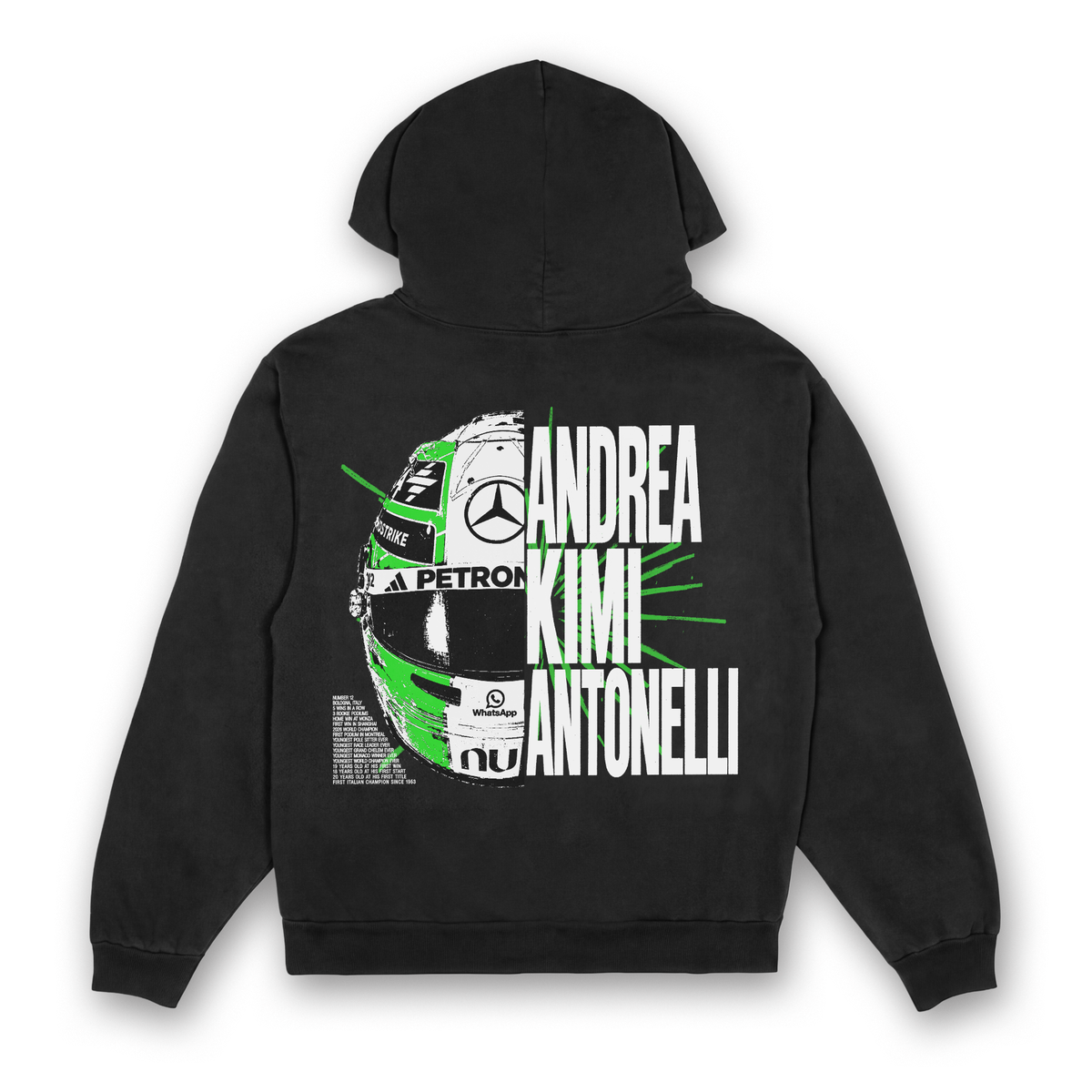 Antonelli Split Helmet Hoodie - Black back