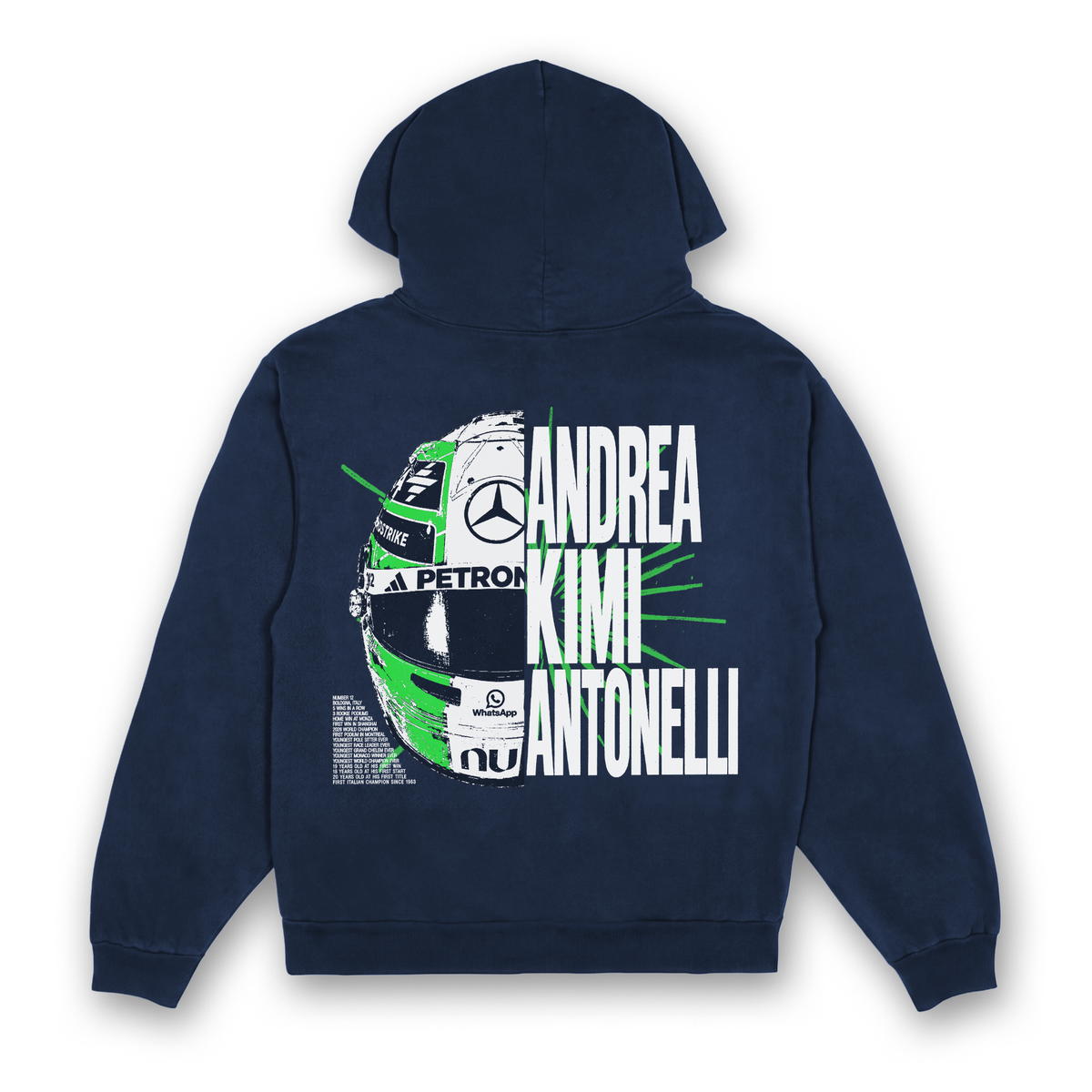 Antonelli Split Helmet Hoodie - Navy back