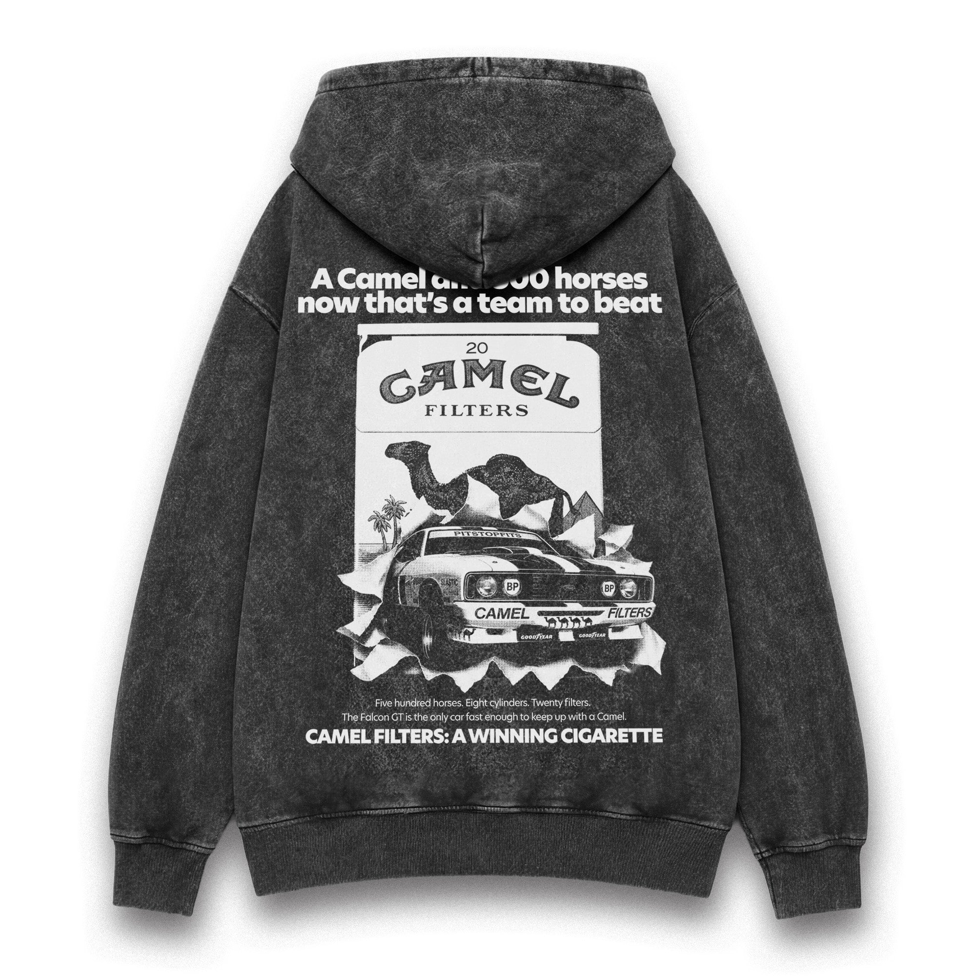 Camel Vintage Racing Washed Hoodie