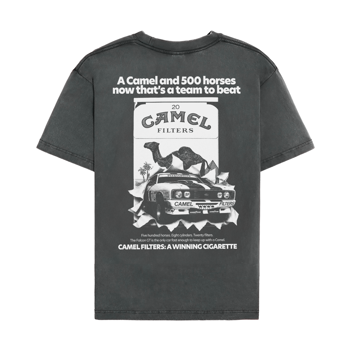 Camel Vintage Racing Graphic Shirt - Washed Black back