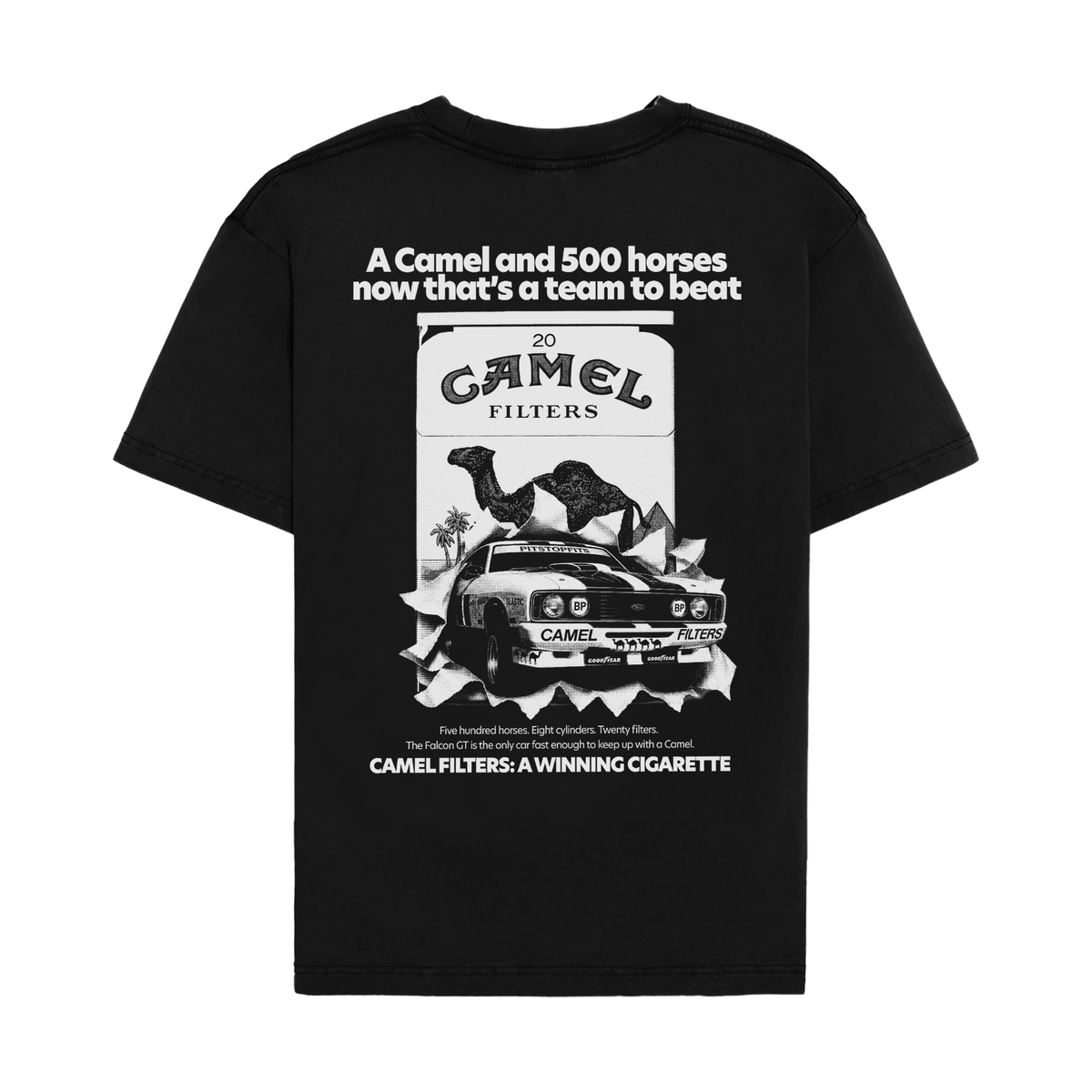 Camel Vintage Racing Graphic Shirt - Black back