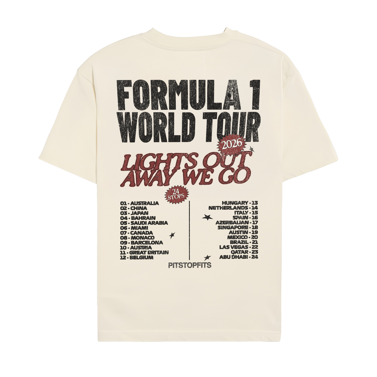 F1 World Tour 2026 Vintage Shirt - Off-White back