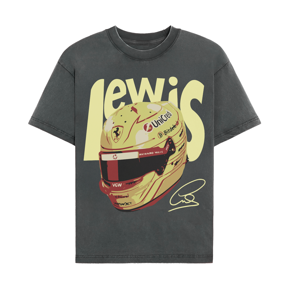 Hamilton Helmet Graphic T-shirt - Washed Black front