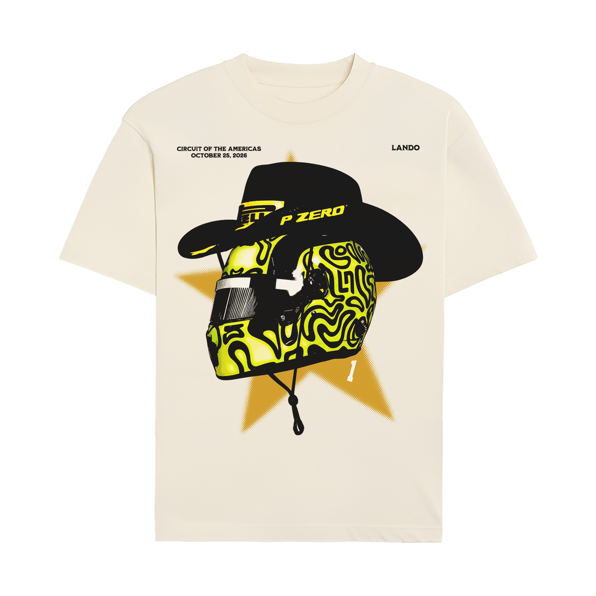 Lando Cowboy Helmet Tee - Off-White front