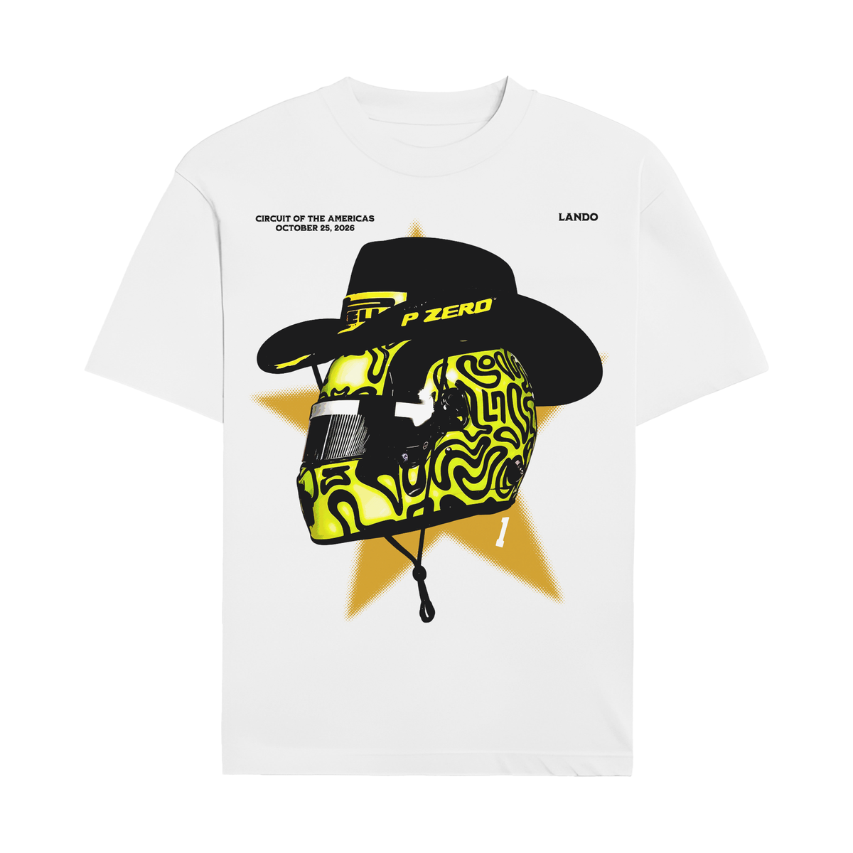 Lando Cowboy Helmet Tee - White front