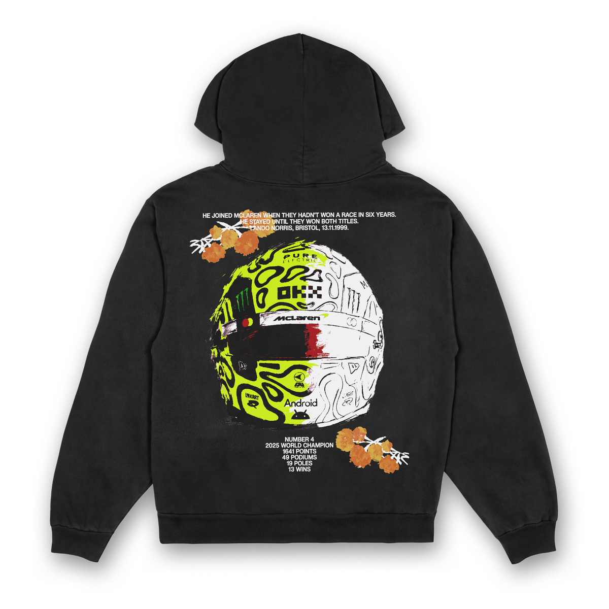 Lando Floral Helmet Hoodie - Black back