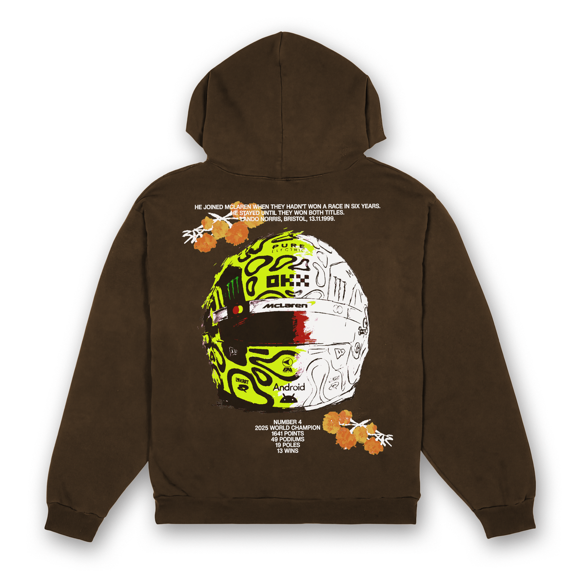 Lando Floral Helmet Hoodie - Dark Chocolate back