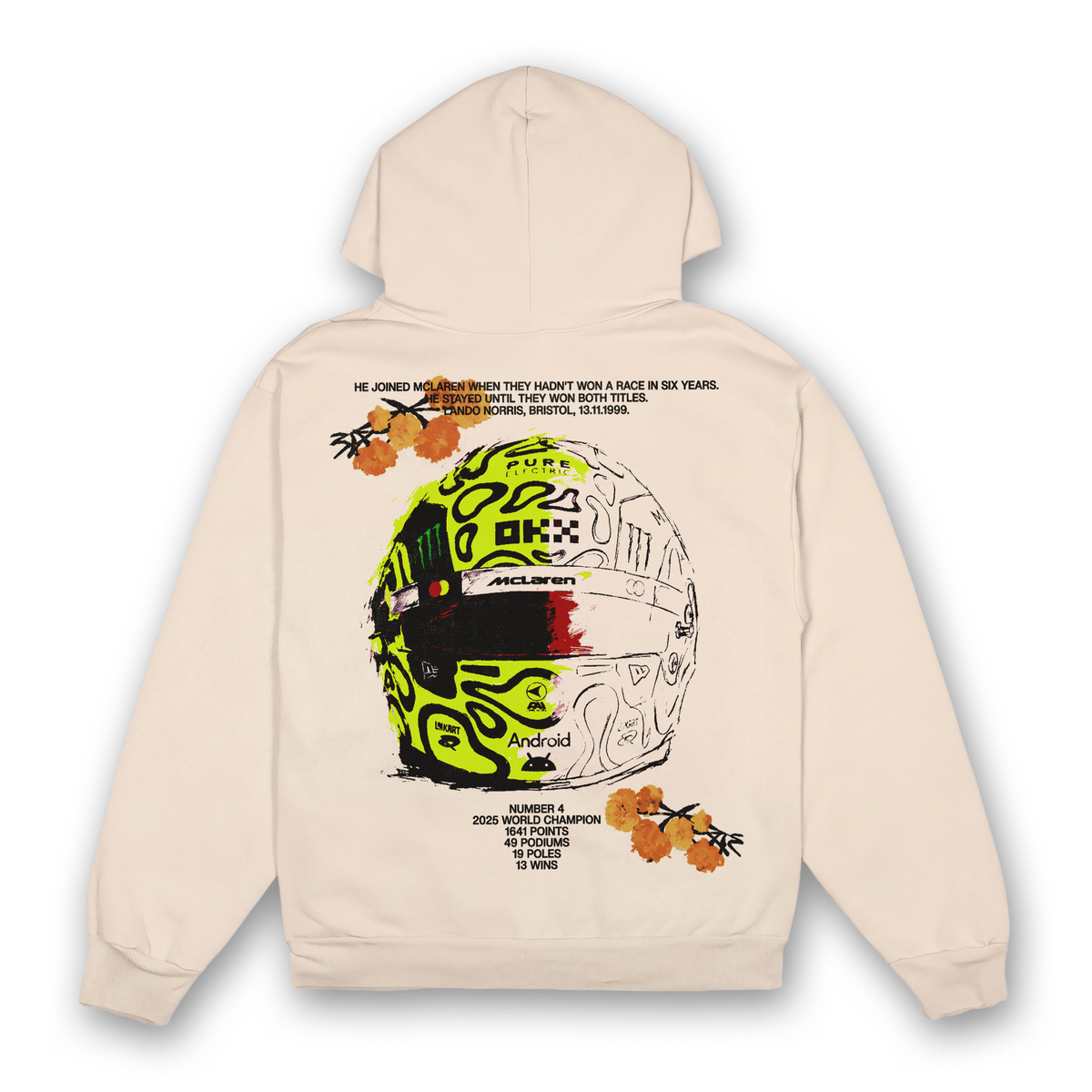 Lando Floral Helmet Hoodie - Sand back