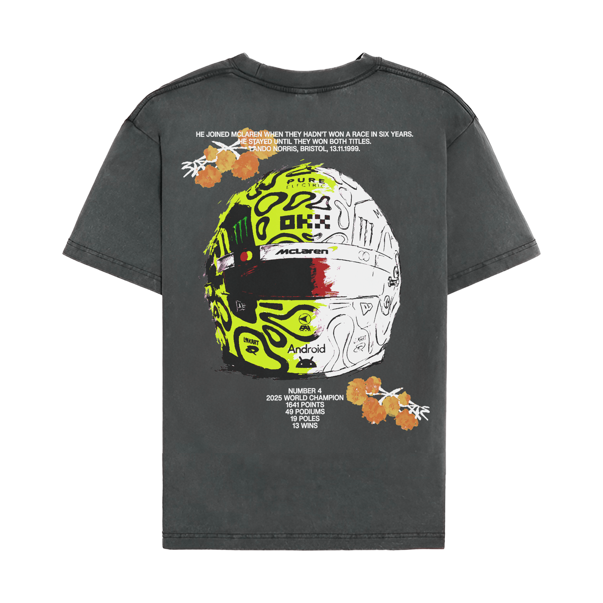 Lando Floral Helmet Tee - Washed Black back